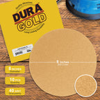 40 Grit - 8" Gold PSA Self Adhesive Stickyback Sanding Discs for DA Sanders - Box of 10