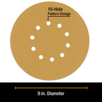 Premium 9" Drywall Sanding Discs - 120 Grit (Box of 10) - 10 Hole Pattern Hook & Loop Aluminum Oxide Sandpaper - For Power Sander, Sand Wood
