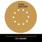 Premium 9" Drywall Sanding Discs - 80 Grit (Box of 10) - 10 Hole Pattern Hook & Loop Aluminum Oxide Sandpaper - For Power Sander, Sand Wood