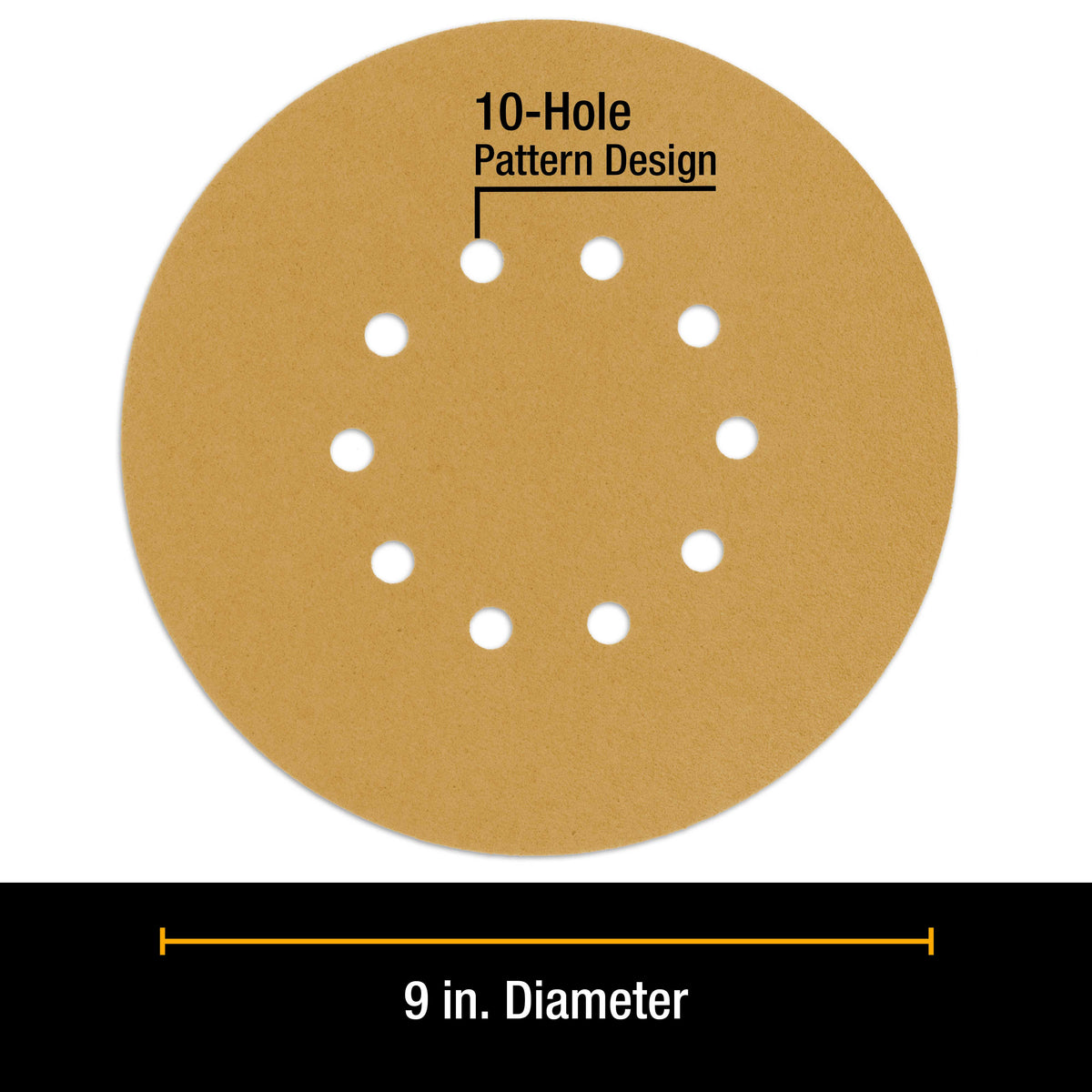 Premium 9" Drywall Sanding Discs - 80 Grit (Box of 10) - 10 Hole Pattern Hook & Loop Aluminum Oxide Sandpaper - For Power Sander, Sand Wood