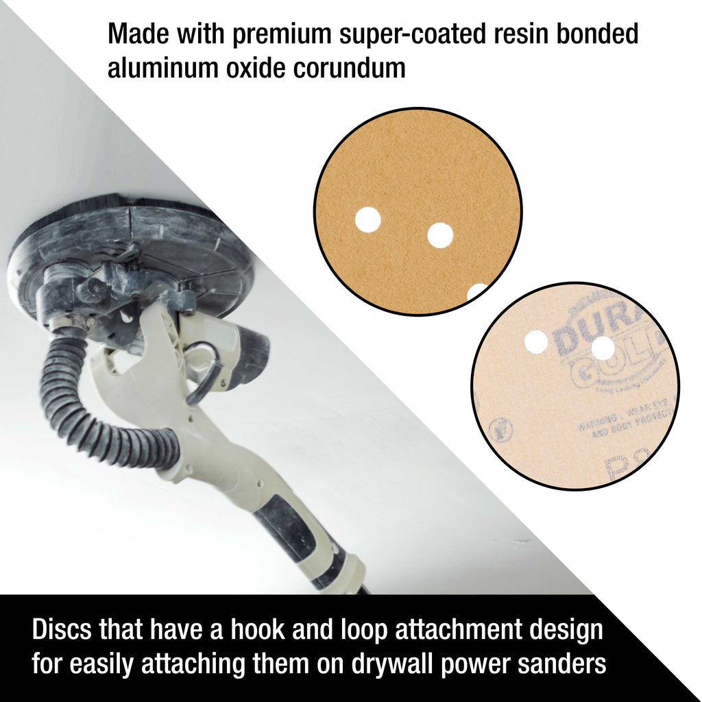 Premium 9" Drywall Sanding Discs - 80 Grit (Box of 10) - 8 Hole Pattern Hook & Loop Aluminum Oxide Sandpaper - For Power Sander, Sand Wood