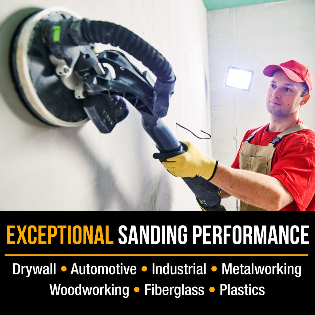 Premium 9" PSA Drywall Sanding Discs - 180 Grit (Box of 10) - Self Adhesive Aluminum Oxide Abrasive Sandpaper - For Drywall Power Sander
