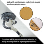 Premium 9" PSA Drywall Sanding Discs - 60 Grit (Box of 8) - Self Adhesive Aluminum Oxide Abrasive Sandpaper - For Drywall Power Sander