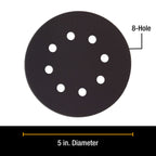 Premium 5" 8-Hole Wet or Dry Sanding Discs - 600 Grit, Box of 50 - High-Performance Sandpaper Discs with Hook & Loop Backing, Fast Cutting Silicon Carbide, Color Sanding, Car Auto Polishing
