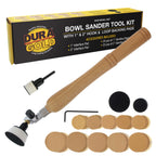 Woodturning Bowl Sander Tool Kit - 1" & 2" Hook & Loop Backing Pads, 50 Sanding Discs (60 to 320 Grit), Dual Bearing, Hardwood Handle, 1/4" Mandrel, Sandpaper Woodworking
