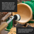 Woodturning Bowl Sander Tool Kit - 1" & 2" Hook & Loop Backing Pads, 50 Sanding Discs (60 to 320 Grit), Dual Bearing, Hardwood Handle, 1/4" Mandrel, Sandpaper Woodworking