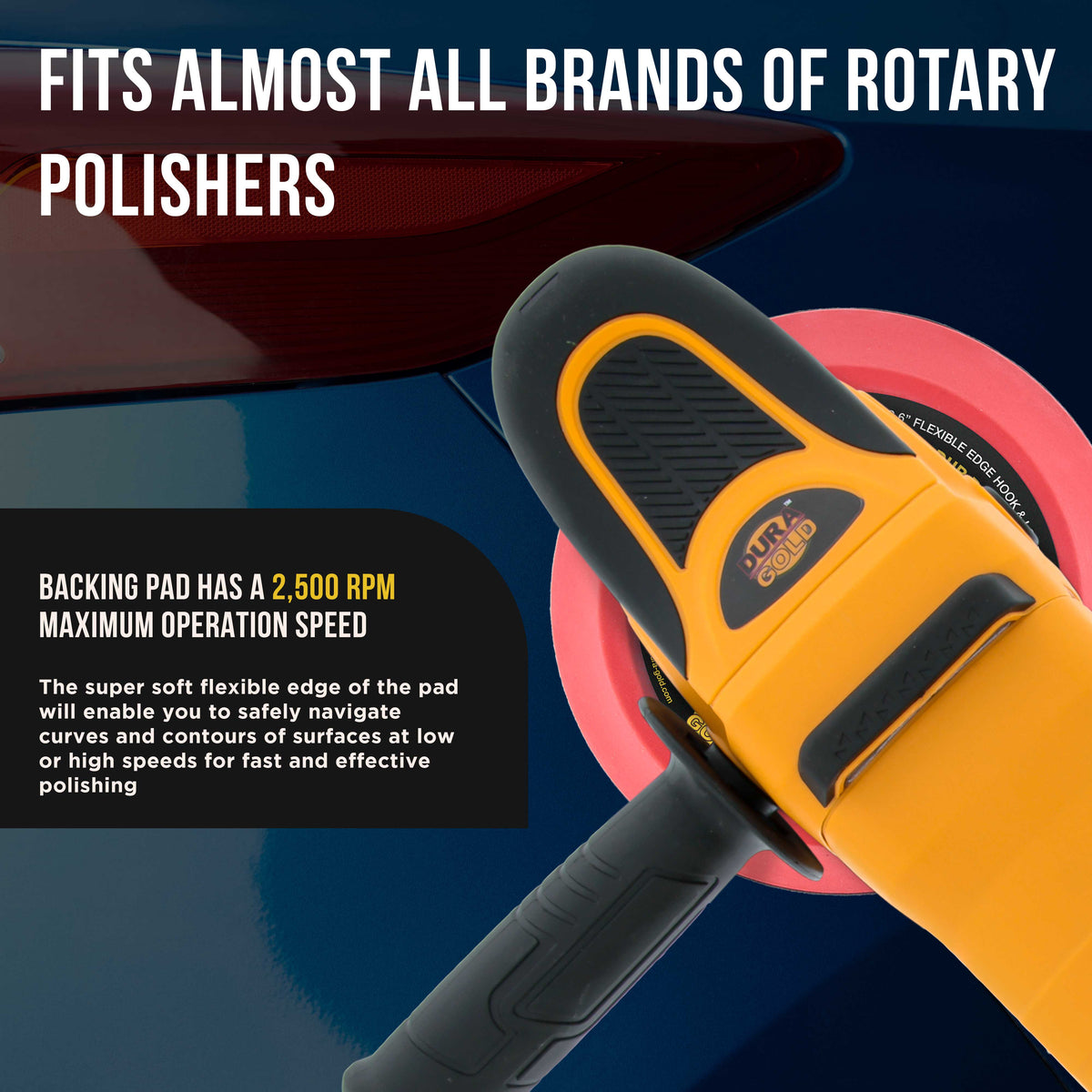 Pro Series 6" Super Soft Flexible Edge Polishing Buffing Hook and Loop Backing Pad, 5/8" - 11 Threads - Rotary Polisher Buffer Backup Pad
