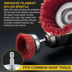 2.5" Abrasive Filament Nylon Bristle Cup Brush - 1/4" Hex Drill Shank Arbor, Coarse Grit Angle Grinder Brush for Truck Bed Liner Surface Prep, Sanding, Scuffing, Rust & Paint Removal