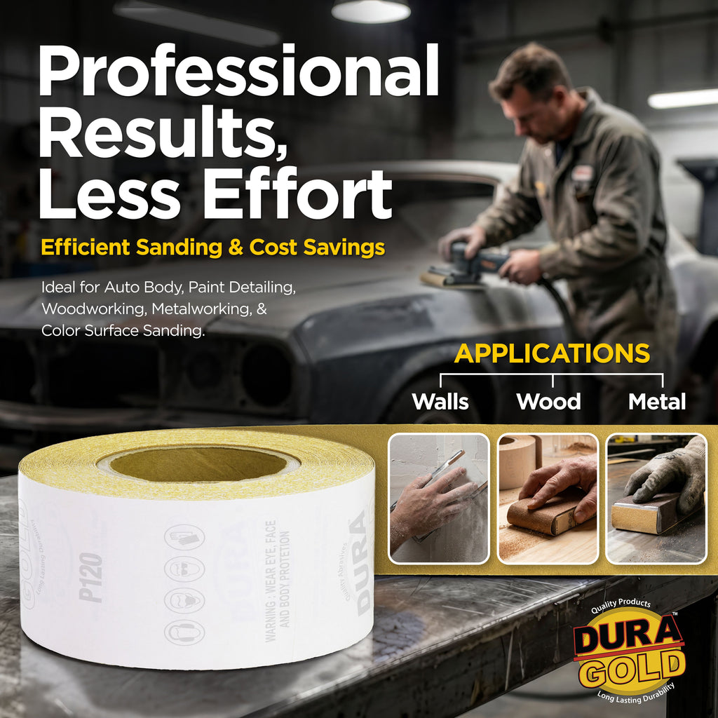 120 Grit Gold - Longboard Continuous Roll PSA Stickyback Self Adhesive Sandpaper 20 Yards Long by 2-3/4" Wide
