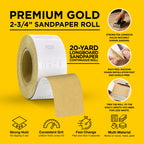 220 Grit Gold - Longboard Continuous Roll PSA Stickyback Self Adhesive Sandpaper 20 Yards Long by 2-3/4" Wide