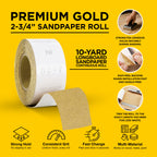 60 Grit Gold - Longboard Continuous Roll PSA Stickyback Self Adhesive Sandpaper 10 Yards Long by 2-3/4" Wide
