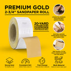 600 Grit Gold - Longboard Continuous Roll PSA Stickyback Self Adhesive Sandpaper 20 Yards Long by 2-3/4" Wide