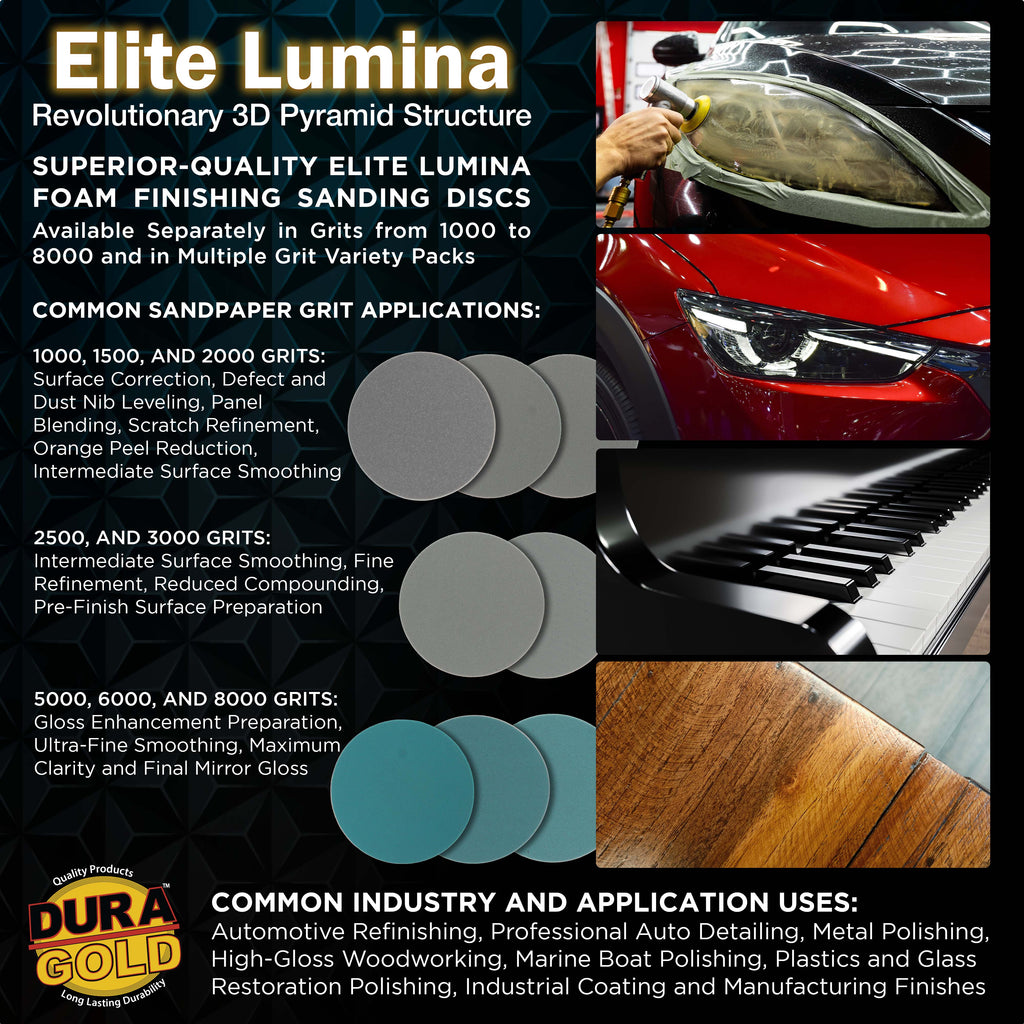 Elite Lumina 3” 2500 Grit Foam Finishing Sanding Discs, Box of 15
