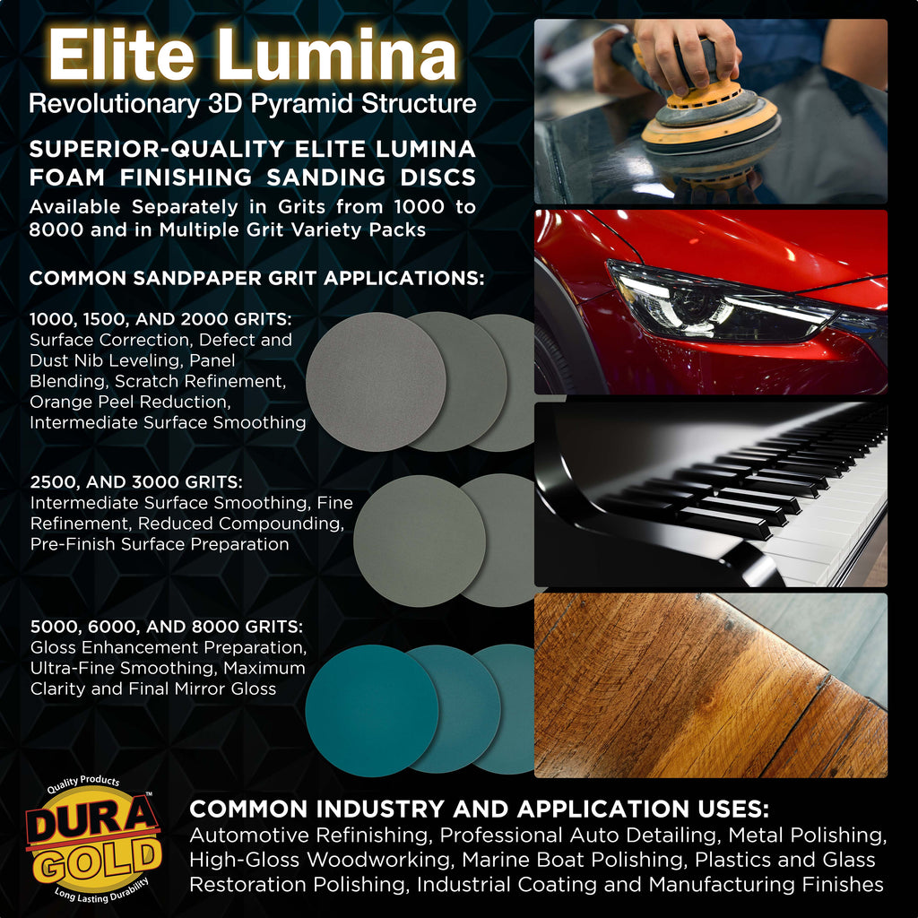 Elite Lumina 5” 5000 Grit Foam Finishing Sanding Discs, Box of 15