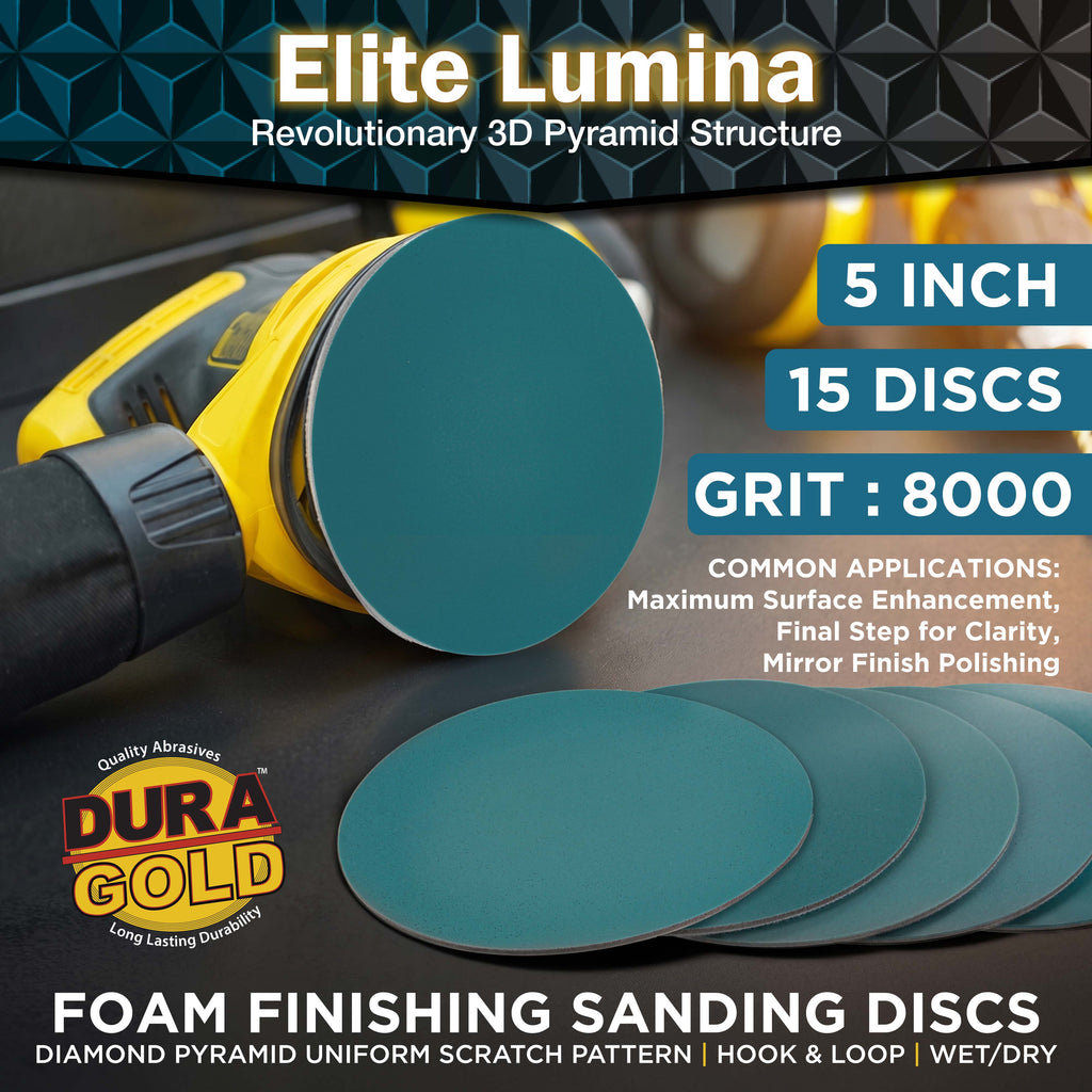 Elite Lumina 5” 8000 Grit Foam Finishing Sanding Discs, Box of 15
