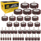 40-Piece Flap Wheel Sander Set with 1/4" Shank - 80 Grit Aluminum Oxide Sanding Wheels for Drill - 8 Cylindrical Sizes Flapper Wheels for Metal, Wood & Paint Removal - Die Grinder Compatible
