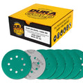 Premium 1000 Grit 5" Green Film Sanding Discs, 8-Hole Pattern, Box of 50 - Dustless Hook & Loop Backing Sandpaper for DA & Random Orbital Sander, Detail Color Sand Auto Paint Wood Furniture
