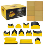 12-Piece Contoured Profile 4" Hand Sanding Block Set with 40 Sheet Hook & Loop Sandpaper Kit, Interchangeable Assorted Convex Concave Shapes