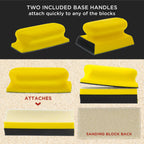 12-Piece Contoured Profile 4" Hand Sanding Block Set with 40 Sheet Hook & Loop Sandpaper Kit, Interchangeable Assorted Convex Concave Shapes