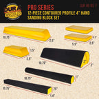 7-Piece Hand Sanding Block Set - 5" to 10-3/4" Long, Handheld Hook & Loop Sander Pads - Contoured Shapes - Wood Woodworking, Auto Body Paint