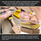 Luthier Acoustic Guitar Master Woodworker Hand Sanding Block Set with 40 Sheet Hook & Loop Sandpaper Kit - Convex & Concave Profile Shapes