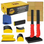 Luthier Acoustic Guitar Master Woodworker Hand Sanding Block Set with 40 Sheet Hook & Loop Sandpaper Kit - Convex & Concave Profile Shapes