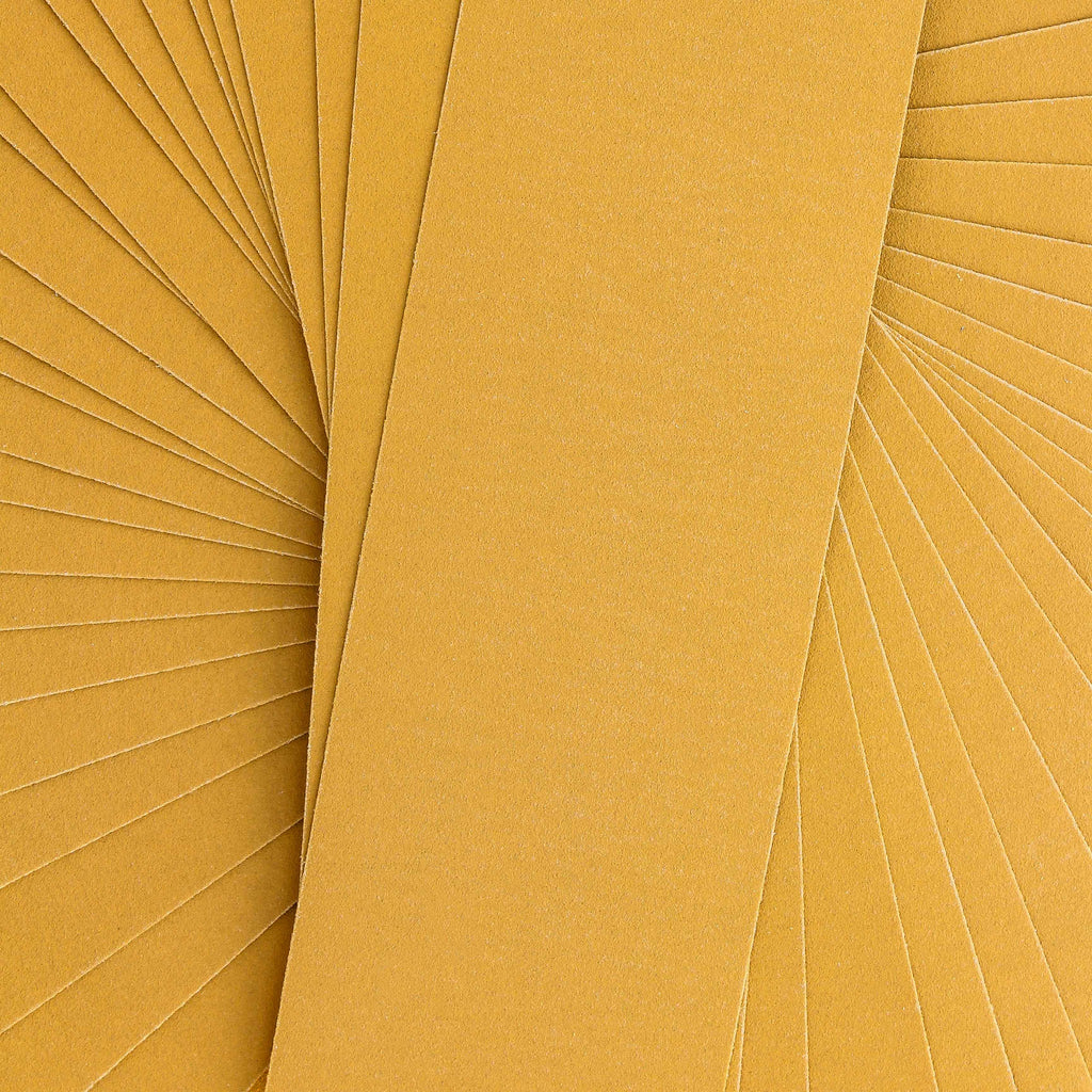 220 Grit - Gold - Longboard Sheets 2-3/4" wide by 16-1/2" long - PSA Self Adhesive Stickyback Sandpaper - Box of 20