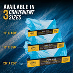 12' x 400' Pure Blue Protective Masking Film Cover - Overspray Paintable Sheeting Roll, Painters Plastic (10 Micron, .4 Mil)