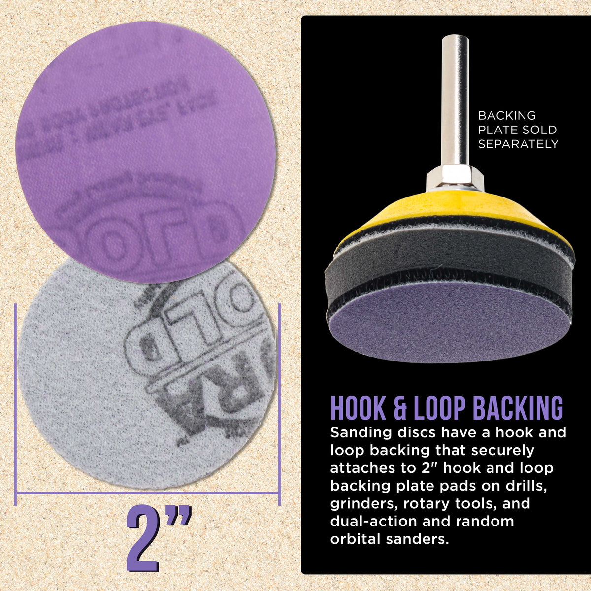Premium 1500 Grit 2" Purple Film Ceramic Sanding Discs, Box of 30 - Hook & Loop Backing Sandpaper for DA Sander, Drill, Grinder, Rotary Tool
