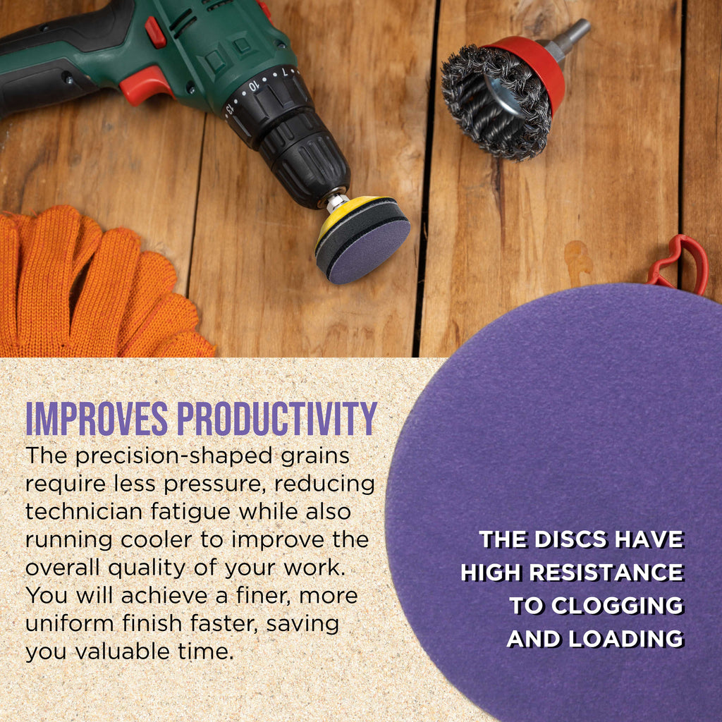 Premium 320 Grit 2" Purple Film Ceramic Sanding Discs, Box of 30 - Hook & Loop Backing Sandpaper for DA Sander, Drill, Grinder, Rotary Tool