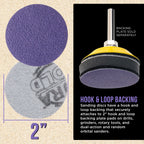 Premium 60 Grit 2" Purple Film Ceramic Sanding Discs, Box of 20 - Hook & Loop Backing Sandpaper for DA Sander, Drill, Grinder, Rotary Tool