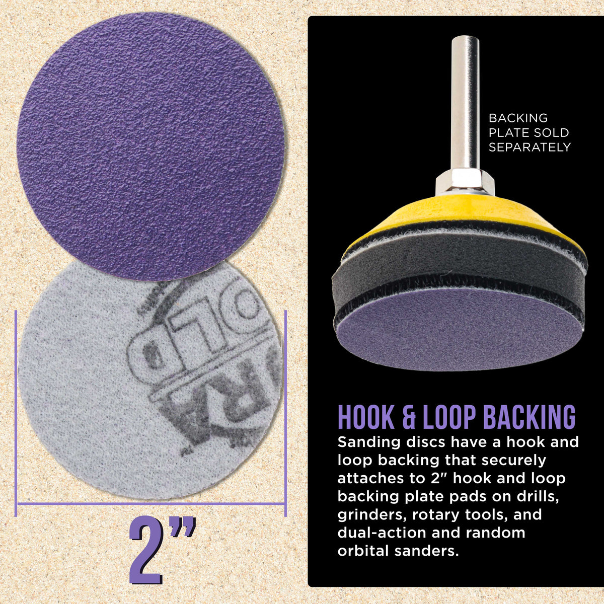 Premium 80 Grit 2" Purple Film Ceramic Sanding Discs, Box of 30 - Hook & Loop Backing Sandpaper for DA Sander, Drill, Grinder, Rotary Tool