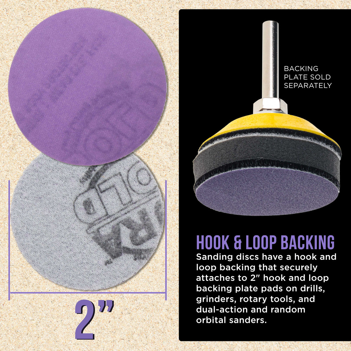 Premium 800 Grit 2" Purple Film Ceramic Sanding Discs, Box of 30 - Hook & Loop Backing Sandpaper for DA Sander, Drill, Grinder, Rotary Tool