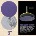 Premium 100 Grit 3" Purple Film Ceramic Sanding Discs, Box of 30 - Hook & Loop Backing Sandpaper for DA Sander, Drill, Grinder, Rotary Tool