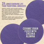 Premium 100 Grit 3" Purple Film Ceramic Sanding Discs, Box of 30 - Hook & Loop Backing Sandpaper for DA Sander, Drill, Grinder, Rotary Tool