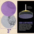 Premium 1000 Grit 3" Purple Film Ceramic Sanding Discs, Box of 30 - Hook & Loop Backing Sandpaper for DA Sander, Drill, Grinder, Rotary Tool