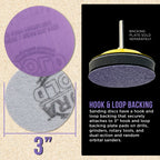 Premium 1500 Grit 3" Purple Film Ceramic Sanding Discs, Box of 30 - Hook & Loop Backing Sandpaper for DA Sander, Drill, Grinder, Rotary Tool