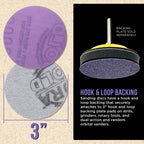 Premium 2000 Grit 3" Purple Film Ceramic Sanding Discs, Box of 30 - Hook & Loop Backing Sandpaper for DA Sander, Drill, Grinder, Rotary Tool