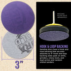 Premium 320 Grit 3" Purple Film Ceramic Sanding Discs, Box of 30 - Hook & Loop Backing Sandpaper for DA Sander, Drill, Grinder, Rotary Tool