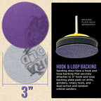 Premium 400 Grit 3" Purple Film Ceramic Sanding Discs, Box of 30 - Hook & Loop Backing Sandpaper for DA Sander, Drill, Grinder, Rotary Tool