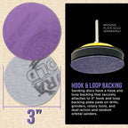 Premium 600 Grit 3" Purple Film Ceramic Sanding Discs, Box of 30 - Hook & Loop Backing Sandpaper for DA Sander, Drill, Grinder, Rotary Tool