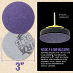Premium 80 Grit 3" Purple Film Ceramic Sanding Discs, Box of 30 - Hook & Loop Backing Sandpaper for DA Sander, Drill, Grinder, Rotary Tool