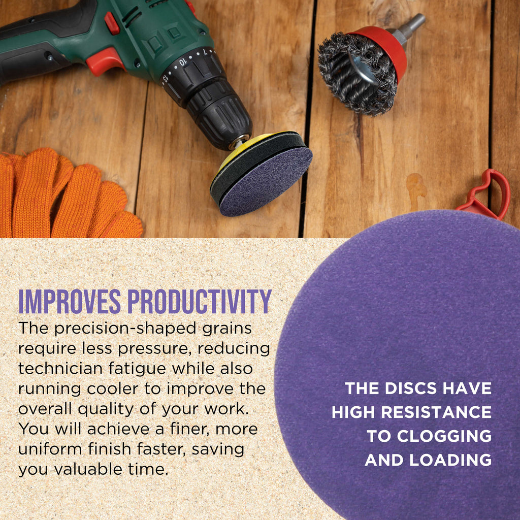 Premium 80 Grit 3" Purple Film Ceramic Sanding Discs, Box of 30 - Hook & Loop Backing Sandpaper for DA Sander, Drill, Grinder, Rotary Tool
