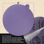 Premium 400 Grit 6" PSA Purple Film Ceramic Sanding Discs, Box of 50 - Self Adhesive Stickyback Sandpaper for DA & Random Orbital Sanders