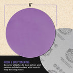 Premium 1000 Grit 6" Purple Film Ceramic Sanding Discs, Box of 50 - Hook & Loop Backing Sandpaper for DA & Random Orbital Sanders