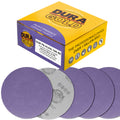 Premium 180 Grit 6" Purple Film Ceramic Sanding Discs, Box of 50 - Hook & Loop Backing Sandpaper for DA & Random Orbital Sanders