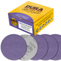 Premium 80 Grit 6" Purple Film Ceramic Sanding Discs, Box of 50 - Hook & Loop Backing Sandpaper for DA & Random Orbital Sanders