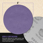 Premium 80 Grit 6" Purple Film Ceramic Sanding Discs, Box of 50 - Hook & Loop Backing Sandpaper for DA & Random Orbital Sanders