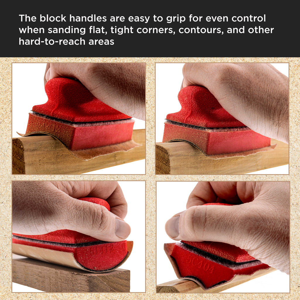 Pro Series Rectangle 5" x 1-3/4" Hand Sanding Block Base Handle with Hook & Loop Backing, 2 Pack - Attach Pad to Contoured 5" Sanding Blocks