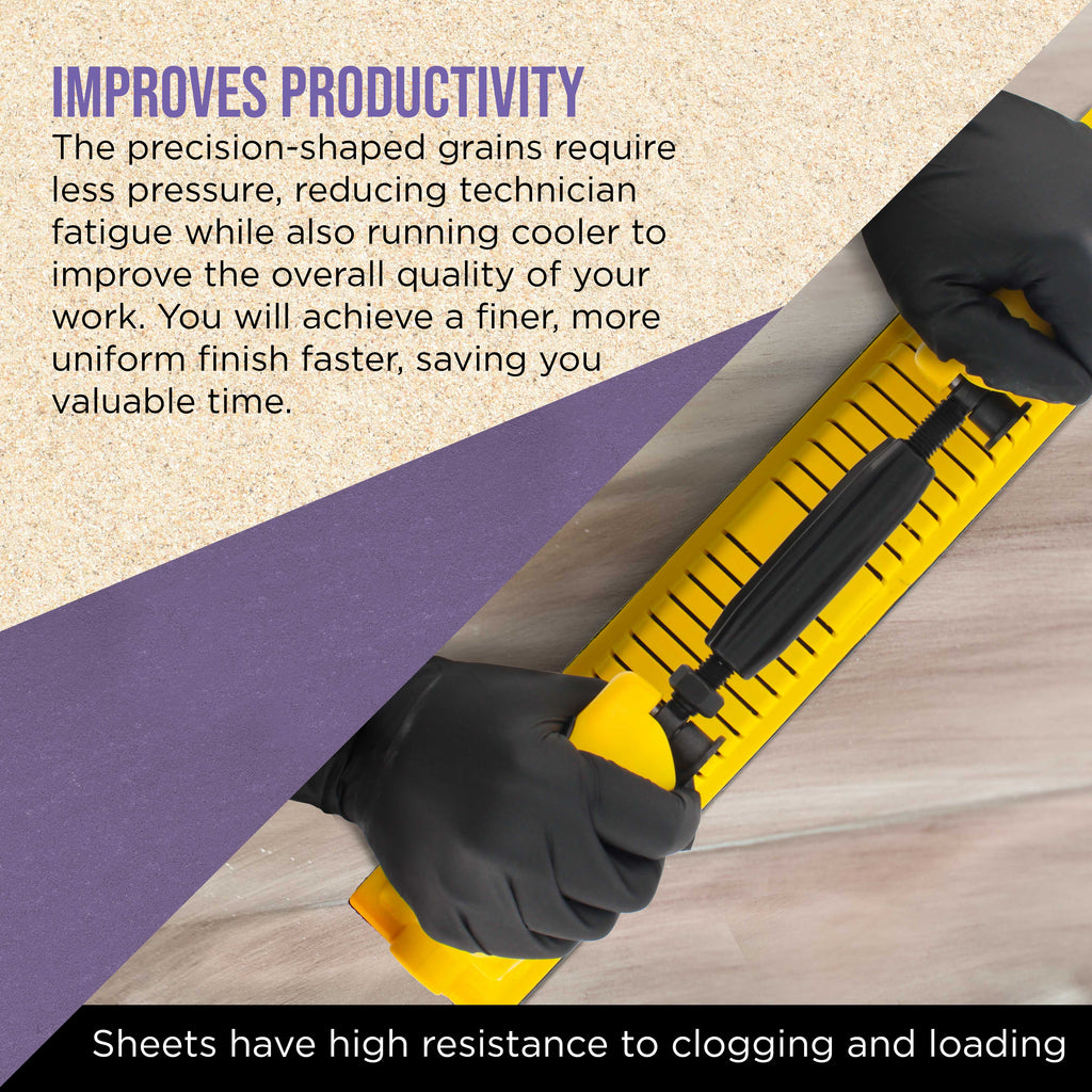 Premium 320 Grit PSA Purple Film Ceramic Longboard Sandpaper, 2-3/4" Wide Continuous 20 Yard Roll - Self Adhesive Stickyback for Auto & Wood Air File Long Board Sanders, Hand Sanding Blocks